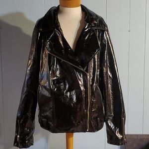 Forever 21 Black vinyl motorcycle type jacket L